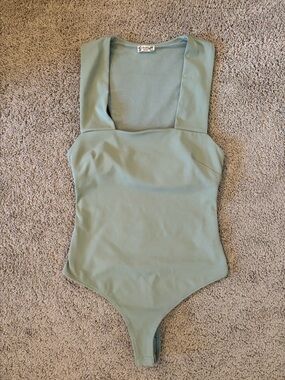 Sleeveless Square-Neck Bodysuit in Sage Green